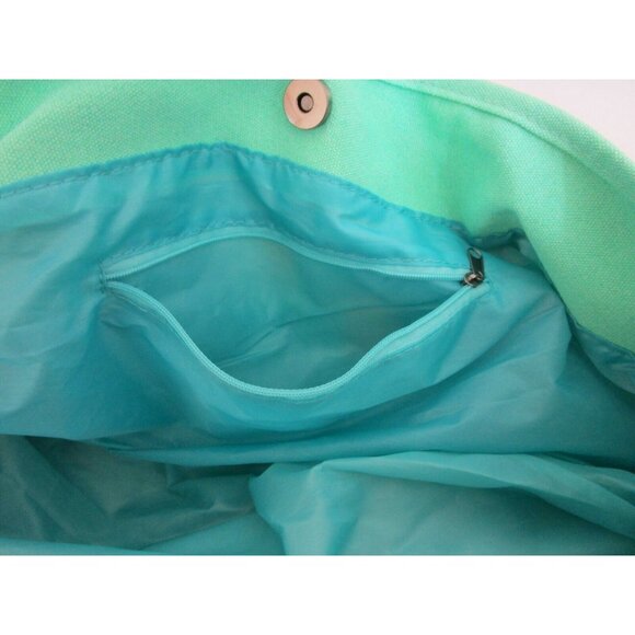 Beach Bag Rope Handles Tote Shopping Lined Packable Hawaiian Floral Green - Picture 4 of 5